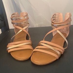 Rose Gold strappy ankle sandals